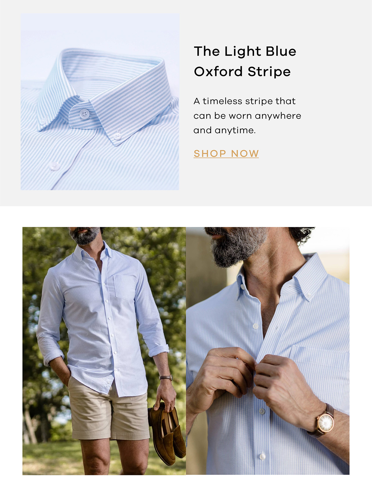 THE LIGHT BLUE OXFORD STRIPE.