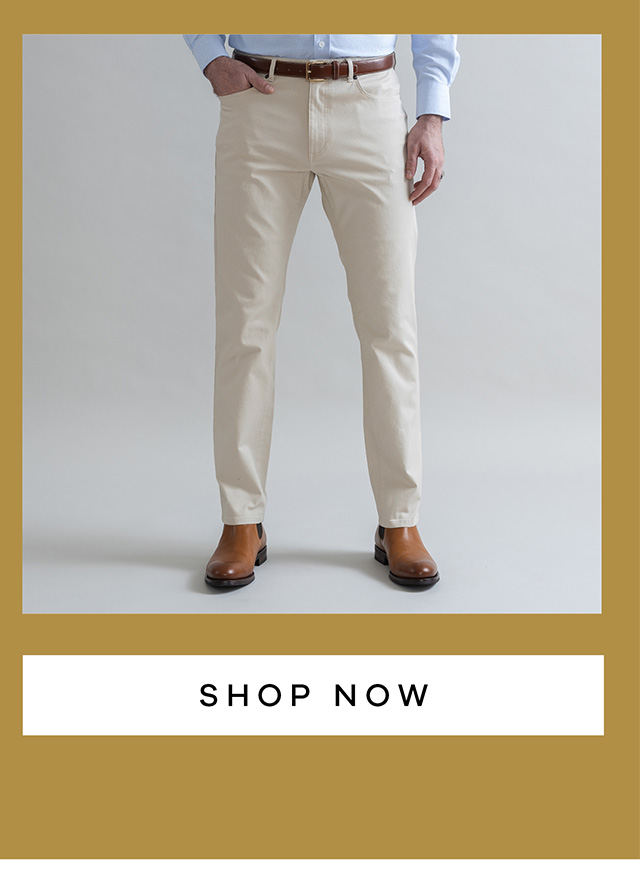 Tan Canvas Franklin 5-Pocket Pants. SHOP NOW.