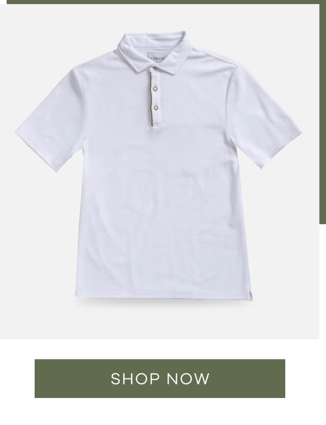 The White Clancy Terry Cloth Custom Polo Full View | SHOP NOW!