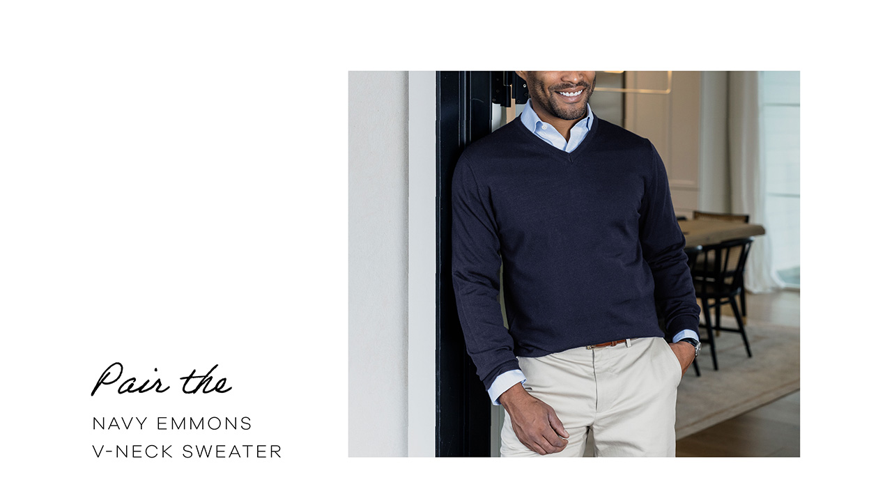Pair the Navy Emmons V-neck Sweater 