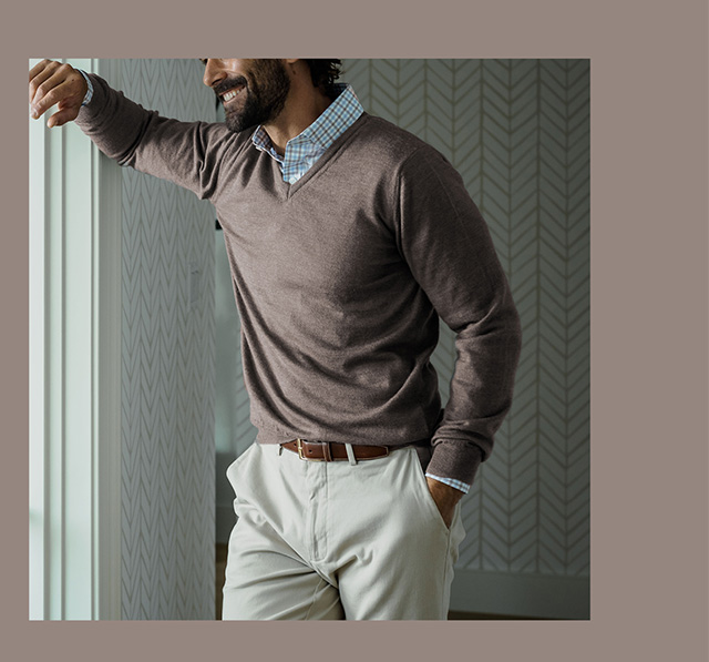 The Brown Heather Emmons V-Neck Sweater