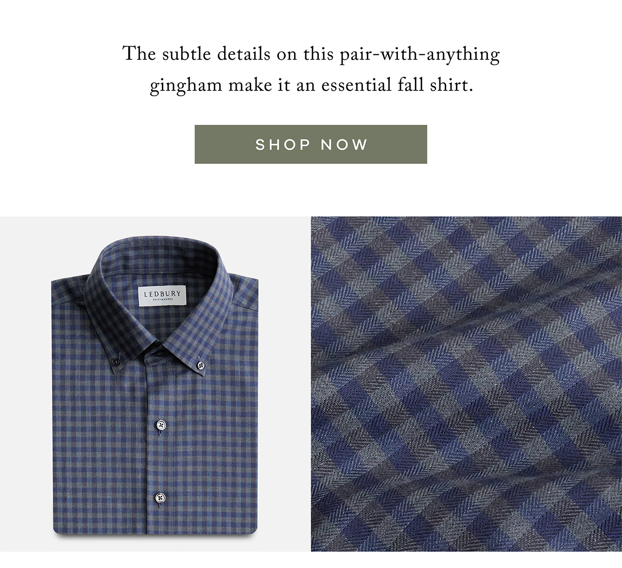 The subtle details on this pair-with-anything gingham make it an essential fall shirt. SHOP NOW.