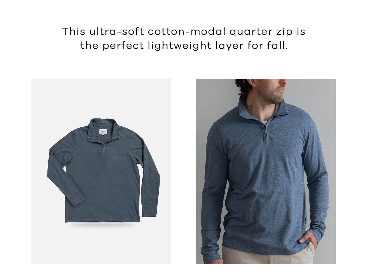 This Ultra-Soft Cotton-Modal Quarter Zip is the Perfect Lightweight Layer for Fall