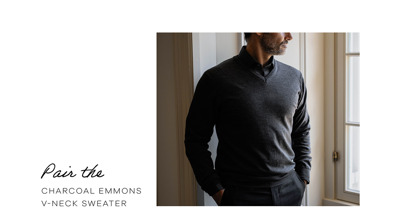 Pair the Charcoal Emmons V-Neck Sweater