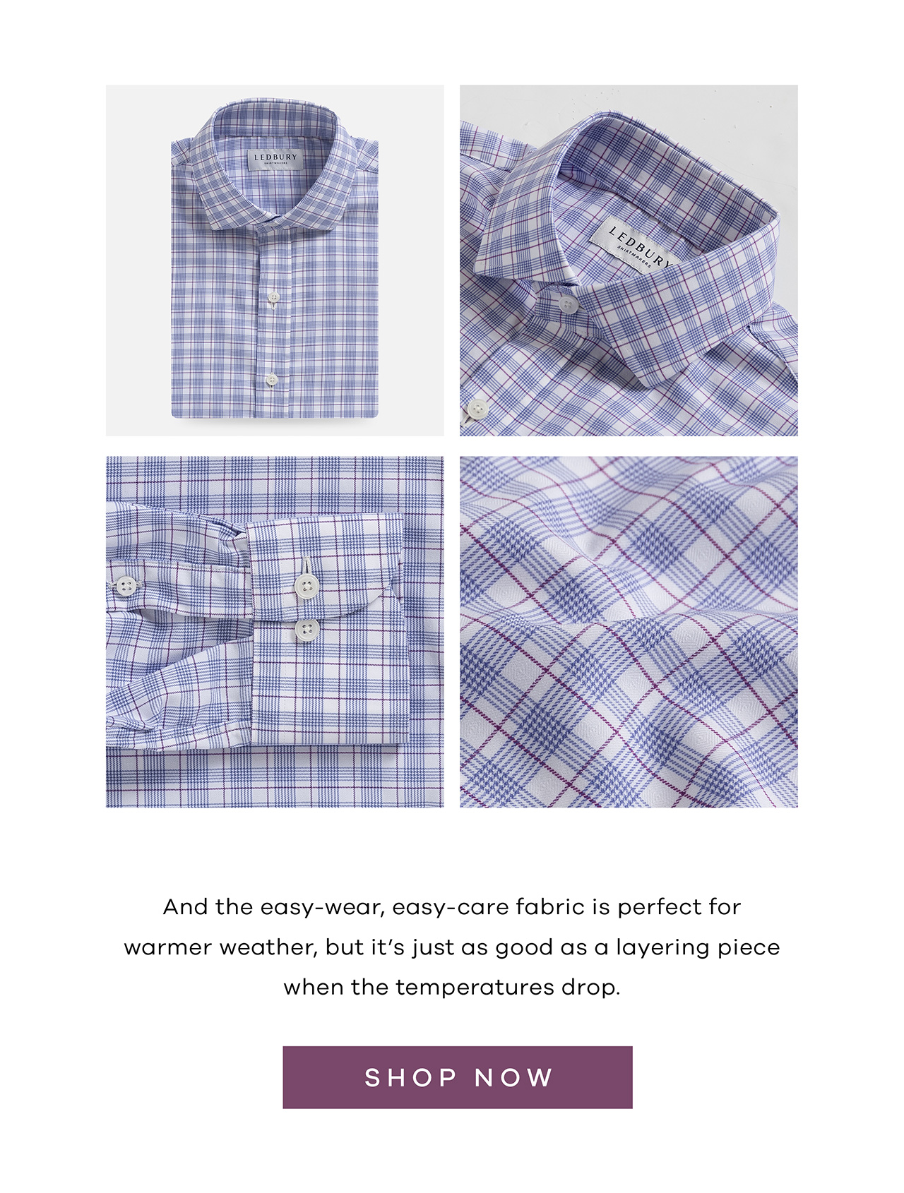 And the easy-wear, easy-care fabric is perfect for warmer weather, but it's just as good as a layering piece when the temperatures drop. SHOP NOW.