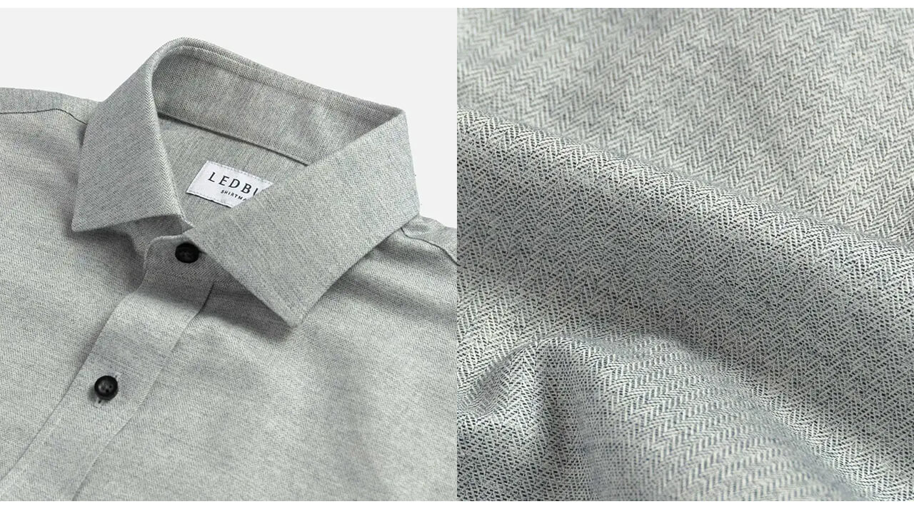 Images of the Light Grey Heather Lynde Herringbone Custom Shirt
