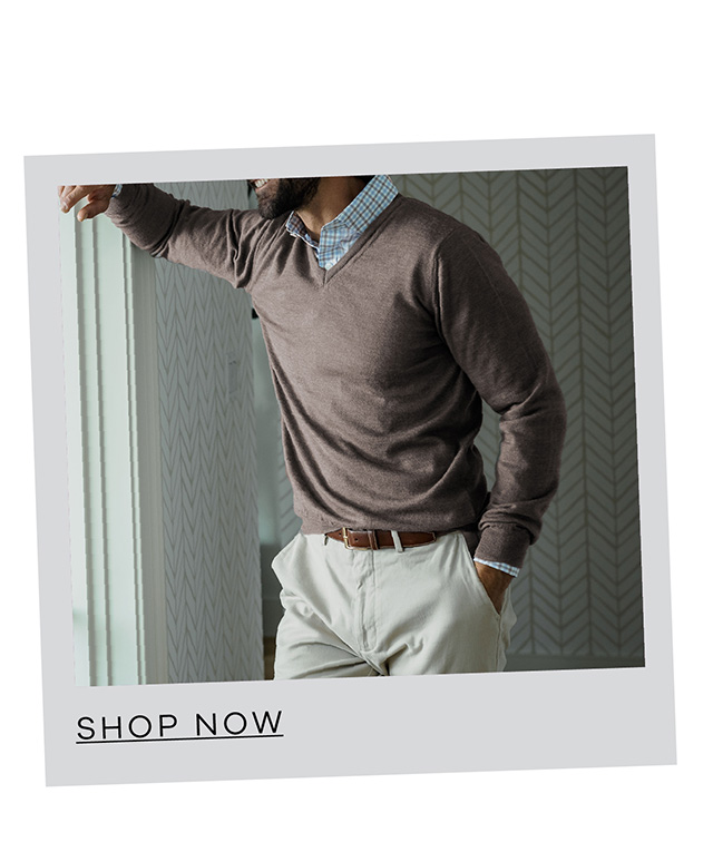 The Brown Heather Emmons V-Neck. Shop Now.