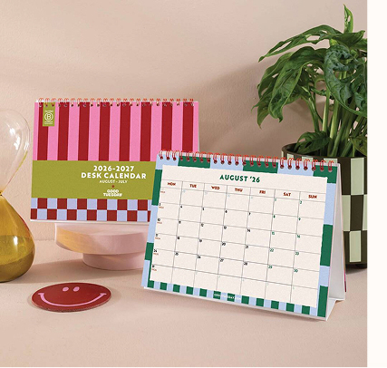 Academic Year A5 Desk Calendar 2026 2027 | Checks And Stripes