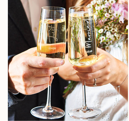 Personalised Just Married Champagne Flute Set
