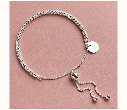 Personalised Sterling Silver Rope Slide Bracelet