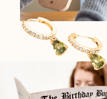 Birthstone Crystal Huggie Hoop Earrings In Gold