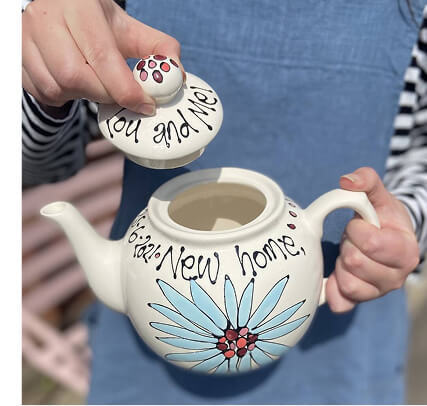 Personalised Hand Painted Dahlia Flower Teapot