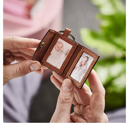Personalised Leather Keyring With Photos
