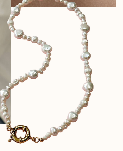 Multi Freshwater Pearl Hand Threaded Necklace With Oversized Clasp