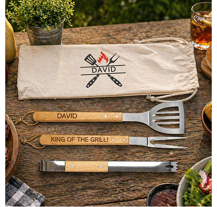 Personalised Engraved BBQ Cooking Tool Set With Carry Bag