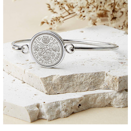 60th Birthday 1966 Sixpence Coin Bangle Bracelet