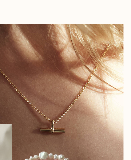 T Bar Necklace In Sterling Silver Or Gold Vermeil