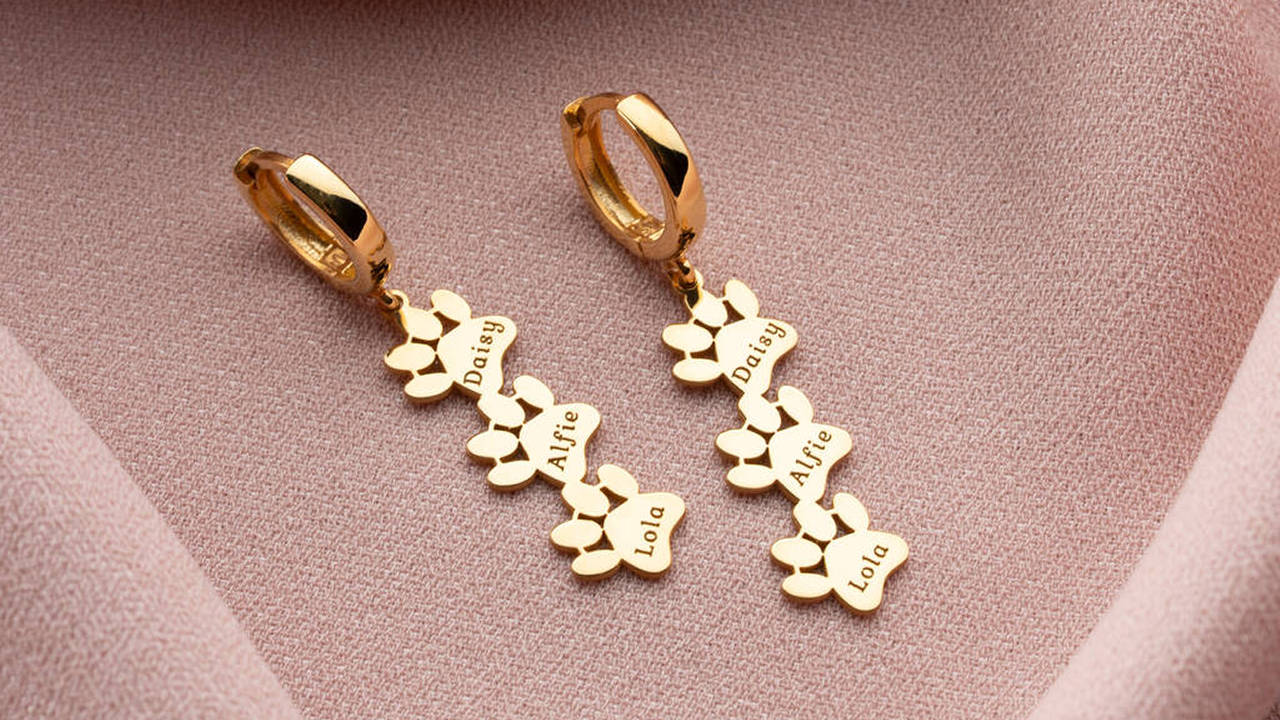 Personalised Dog Paw Drop Earrings