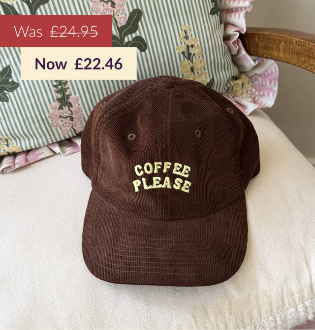 Coffee Please Slogan Cord Cap