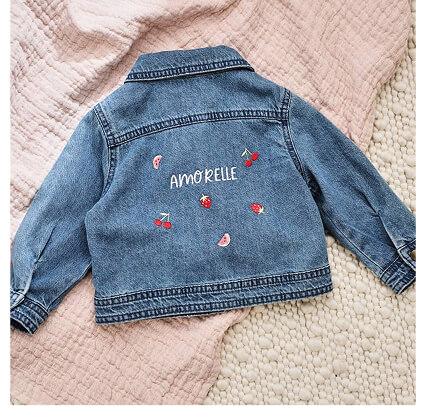 Personalised Red Fruit Denim Jacket
