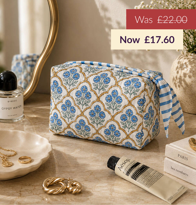 Handcrafted Block Print Quilted Makeup Bag