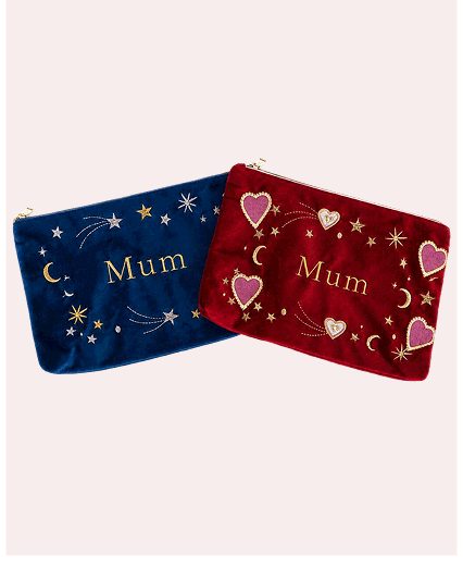 Personalised Mum Embroidered Velvet Mum Make Up Bag Accessories Pouch